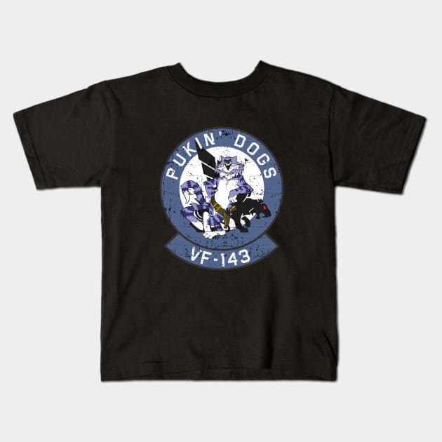 Grumman F-14 Tomcat - VF-143 Pukin' Dogs - Grunge Style Kids T-Shirt by TomcatGypsy